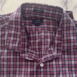 J. Crew Men's Red and Blue Plaid Button Down Shirt